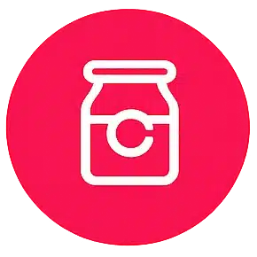 Produkte Icon Roter Kreis mit einen Glas drauf