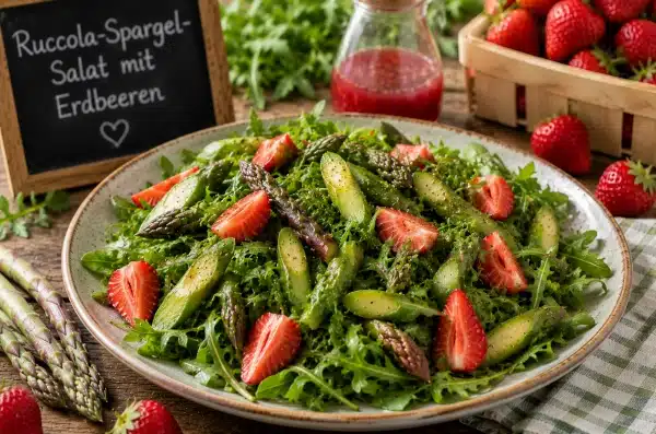 Ruccola-Spargel-Salat mit Erdbeeren